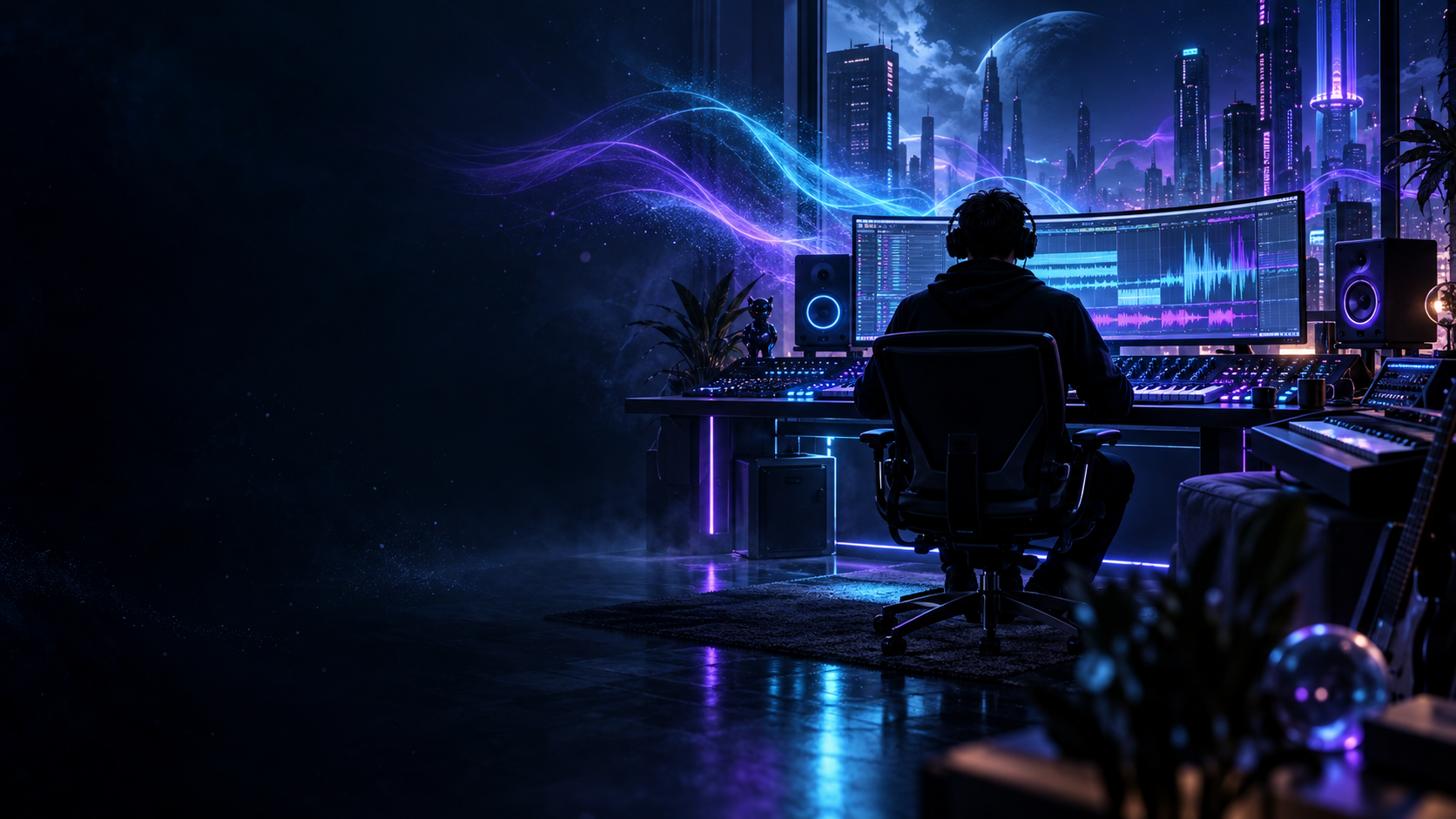 Produtor musical em estúdio com o VYRA Studio